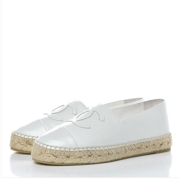 CHANEL Shoes - CHANEL Distressed Patent Calf Skin Espadrilles 39